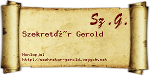 Szekretár Gerold névjegykártya